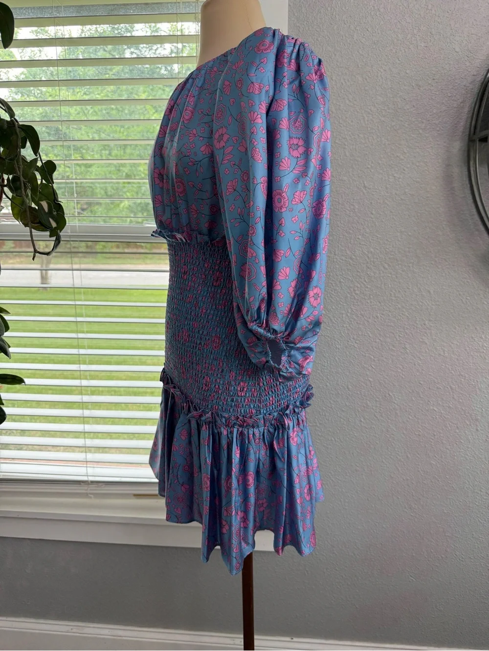 Cynthia Rowley Rosalyn Smocked Silk Twill Dress   Size XS - Picture 5 of 8